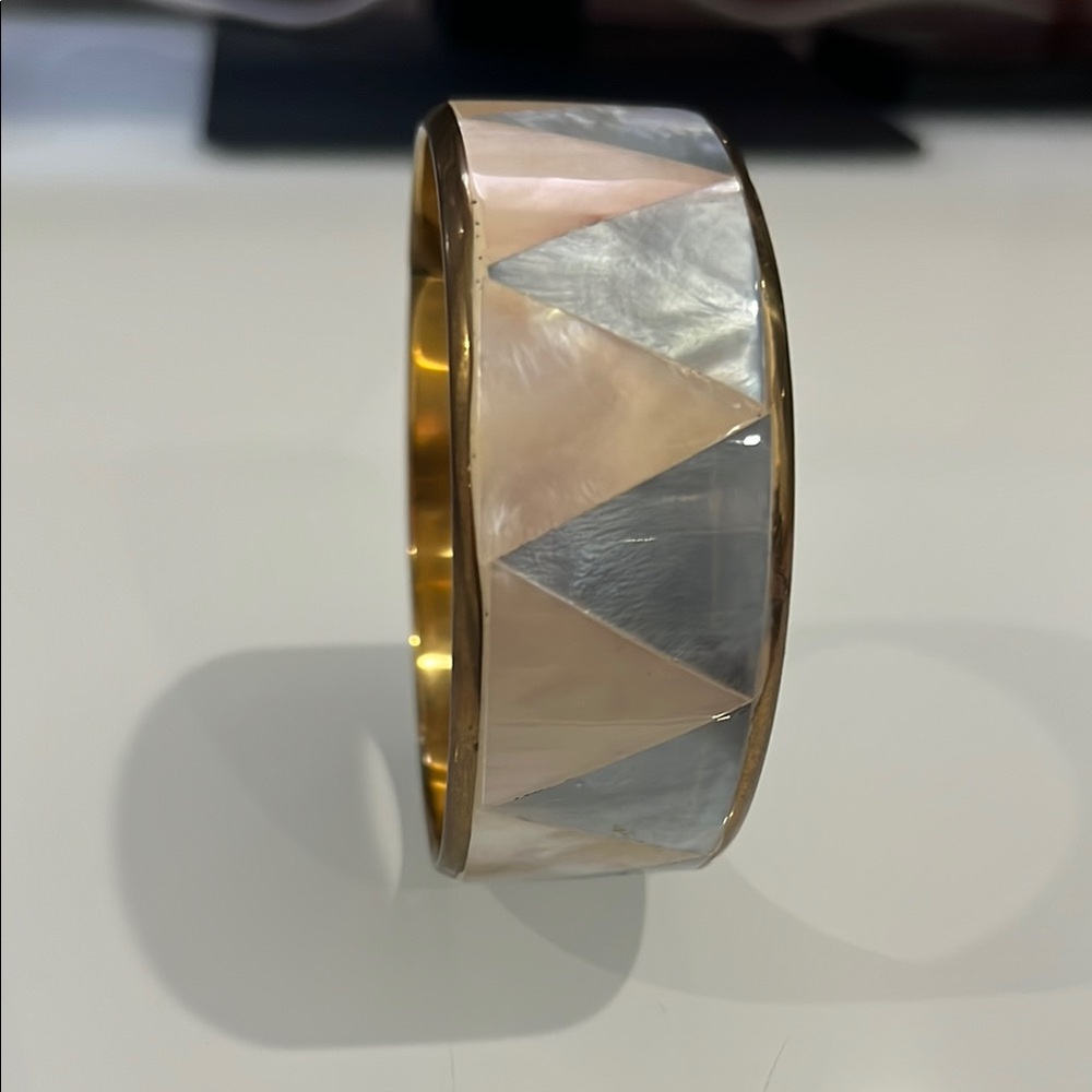 Gold and Silver Geometric Bangle Bracelet